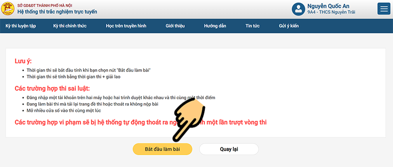 Chọn nút Bắt đầu tác vụ